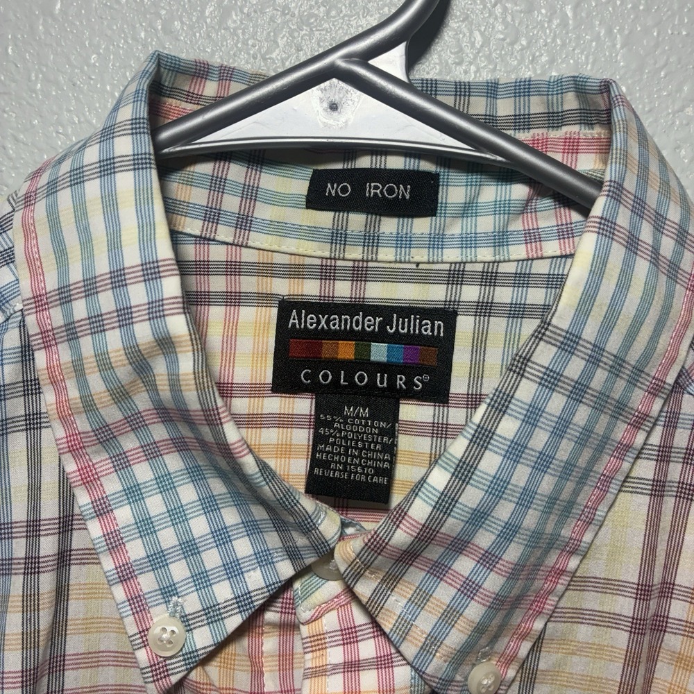 Alexander Julian Colours Men's Short Sleeve Medium Button Down Shirt